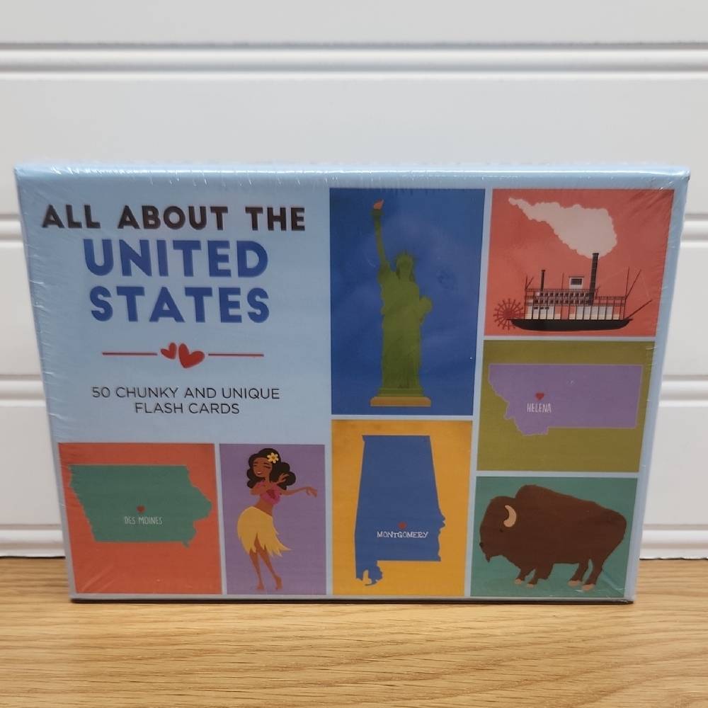 All About the United States 50 Chunky And Unique Flash Cards NWT